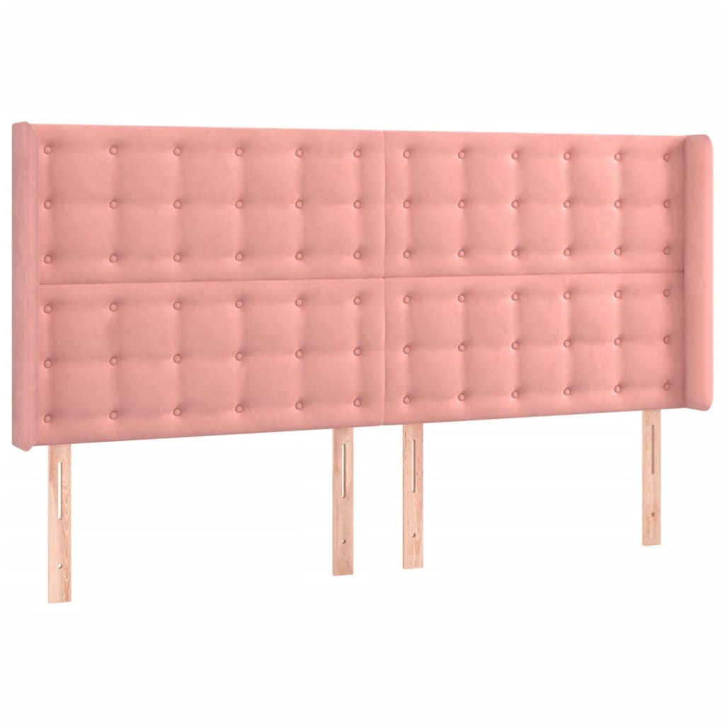Uzglavlje s ušima ružičasto 163x16x118/128 cm baršunasto