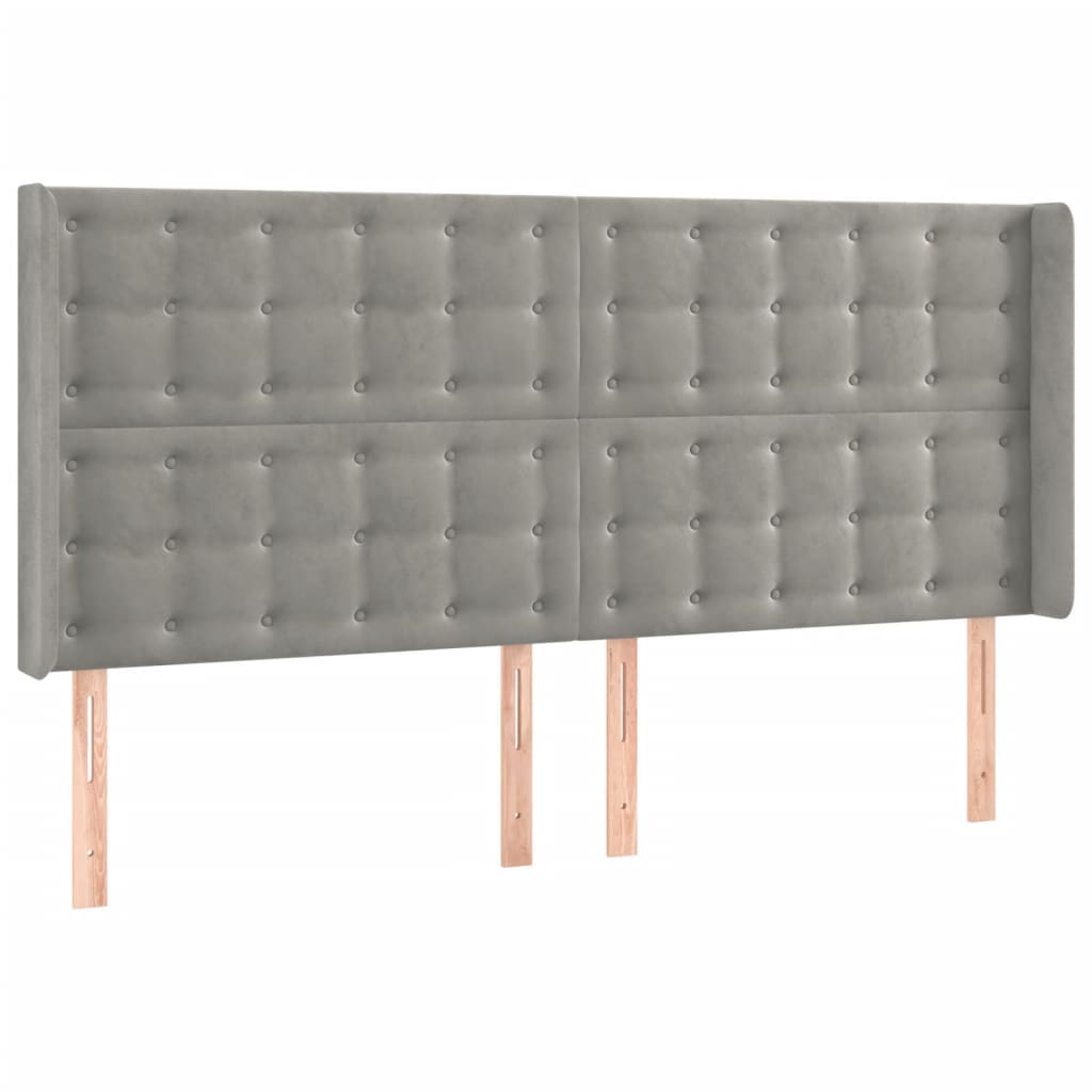 Uzglavlje s ušima svjetlosivo 183x16x118/128 cm baršunasto