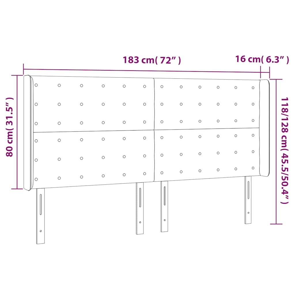 Uzglavlje s ušima tamnozeleno 183x16x118/128 cm baršunasto