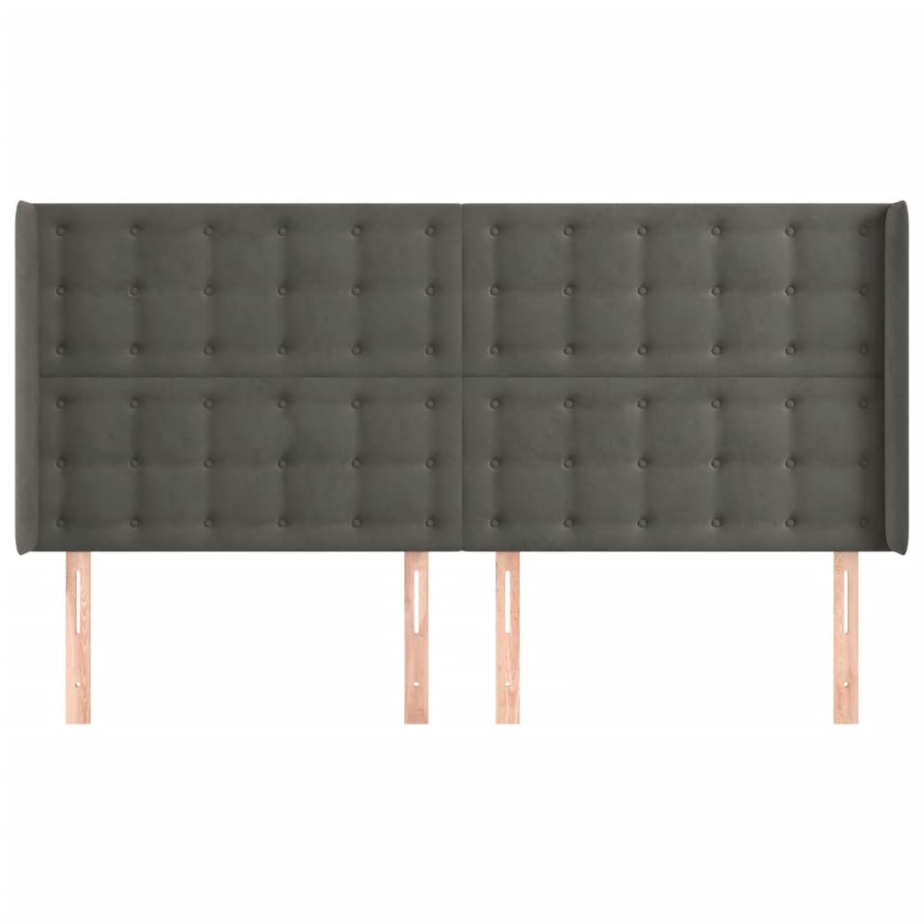 Uzglavlje s ušima tamnosivo 203x16x118/128 cm baršunasto