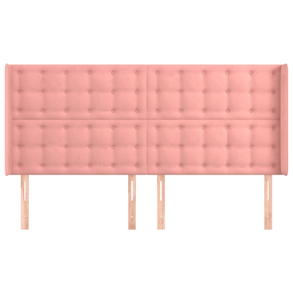 Uzglavlje s ušima ružičasto 203x16x118/128 cm baršunasto