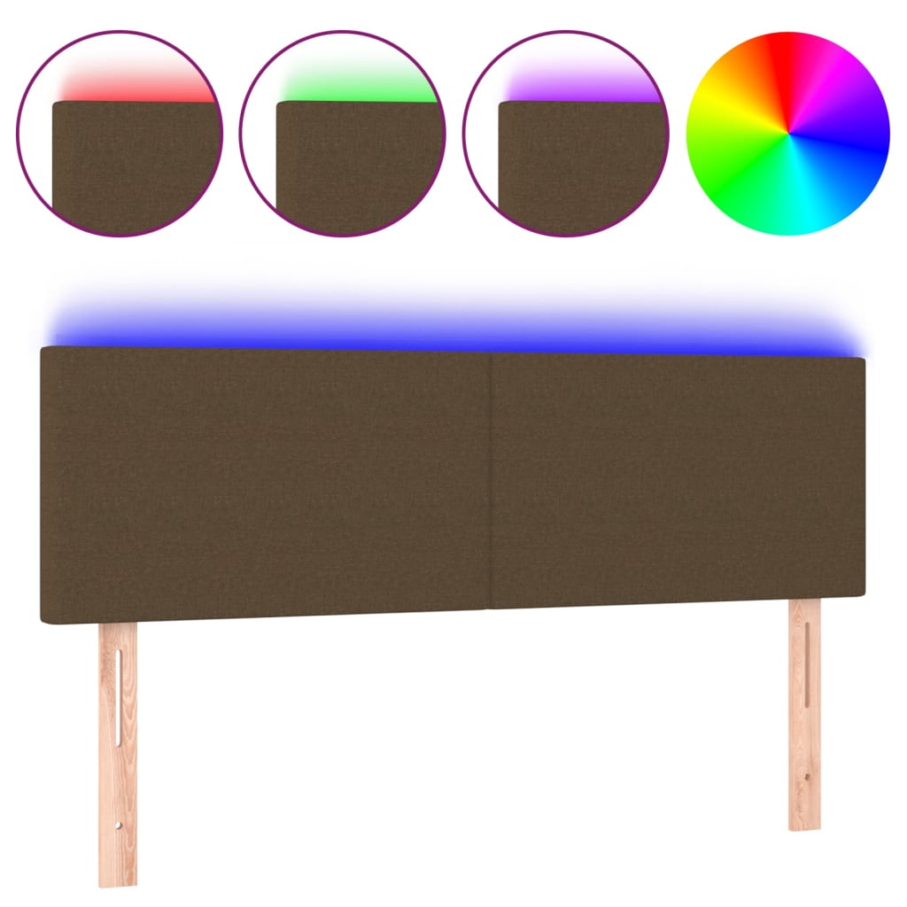 LED uzglavlje tamnosmeđe 144x5x78/88 cm od tkanine