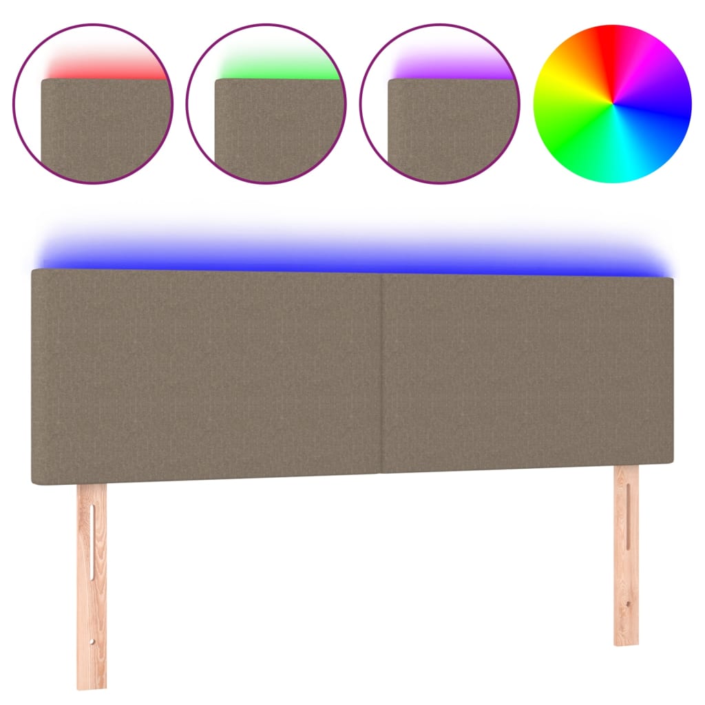 LED uzglavlje smeđesivo 144x5x78/88 cm od tkanine