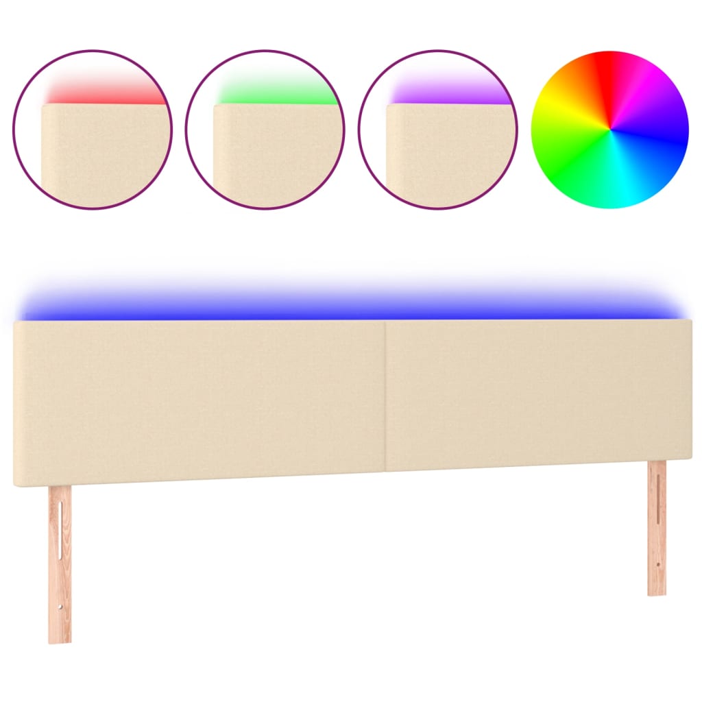 LED uzglavlje krem 200x5x78/88 cm od tkanine