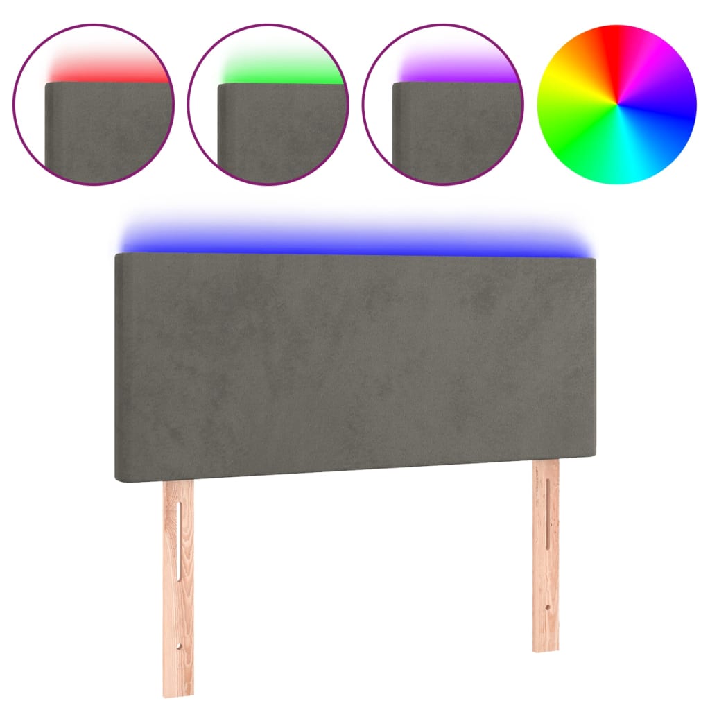 LED uzglavlje tamnosivo 80 x 5 x 78/88 cm baršunasto