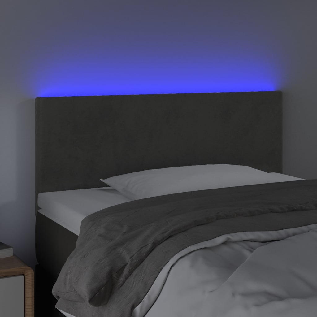 LED uzglavlje tamnosivo 80 x 5 x 78/88 cm baršunasto