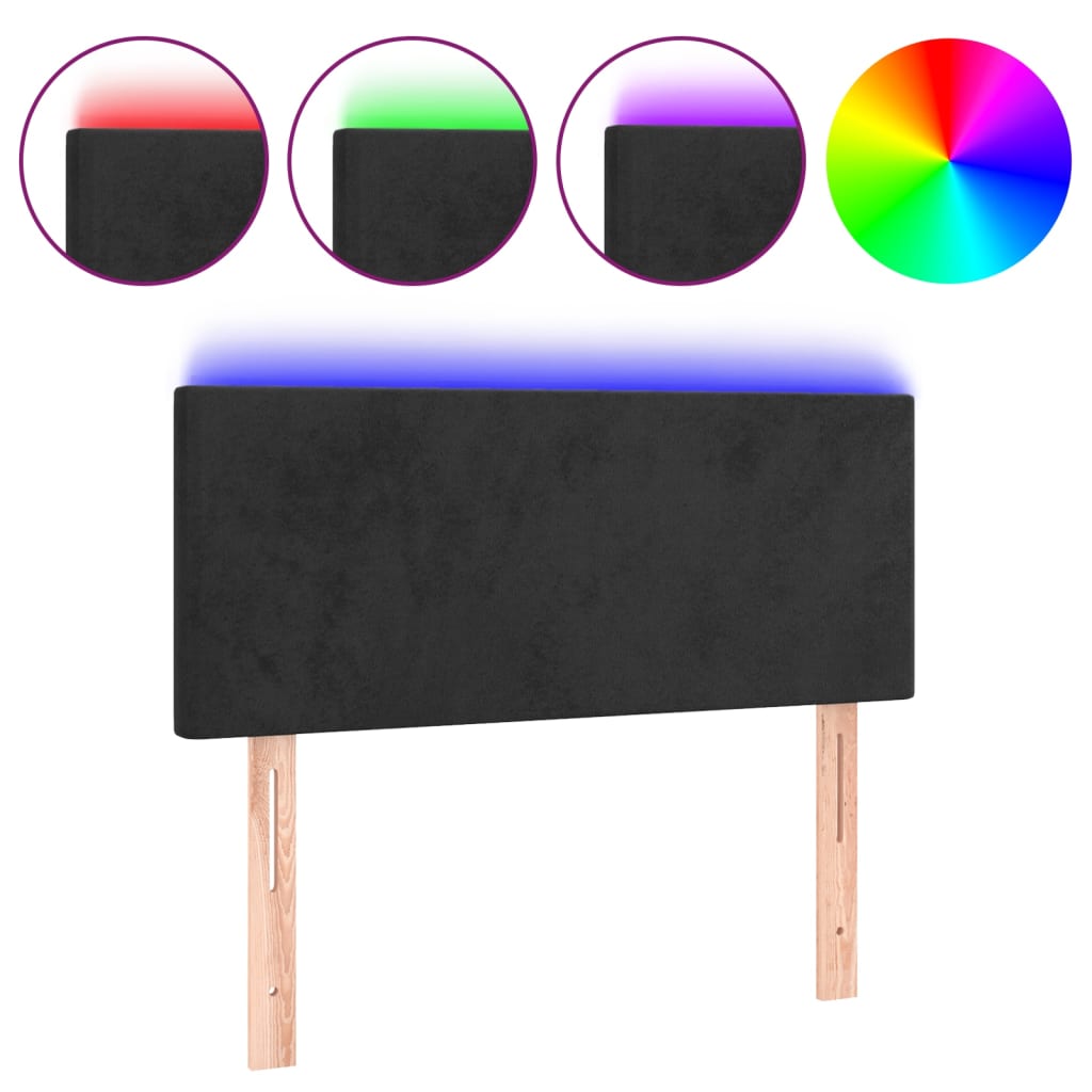 LED uzglavlje crno 100x5x78/88 cm baršunasto
