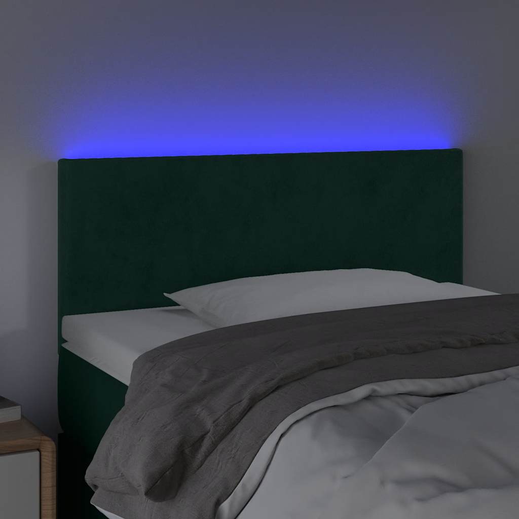 LED uzglavlje tamnozeleno 100x5x78/88 cm baršunasto