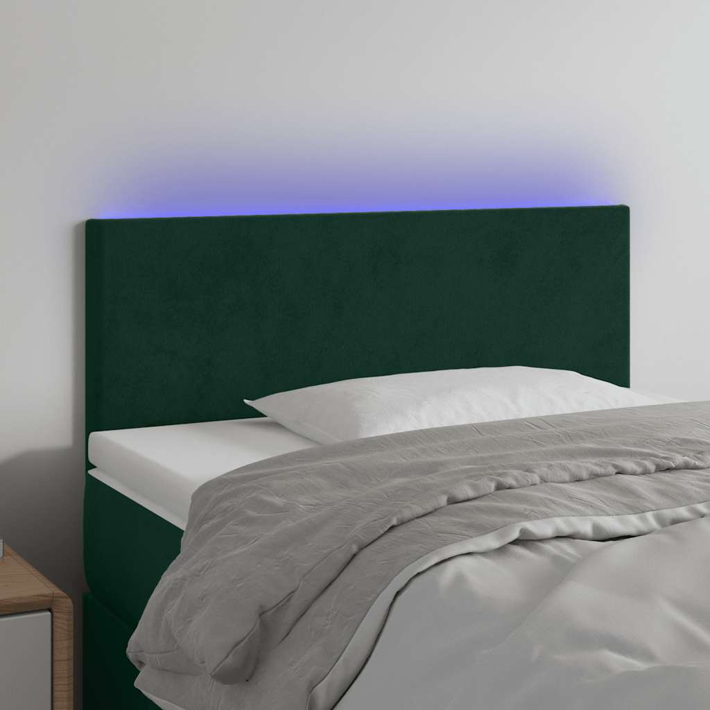LED uzglavlje tamnozeleno 100x5x78/88 cm baršunasto