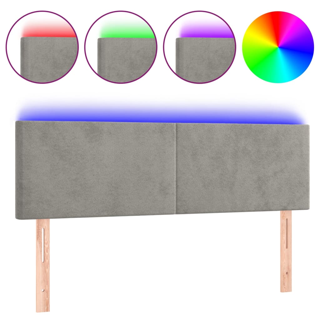 LED uzglavlje svjetlosivo 144x5x78/88 cm baršunasto
