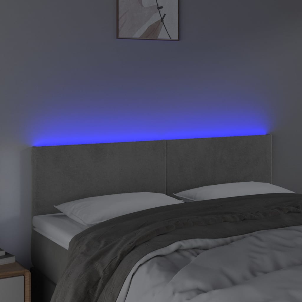 LED uzglavlje svjetlosivo 144x5x78/88 cm baršunasto