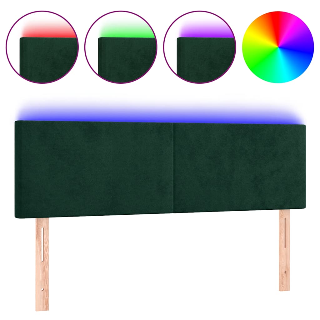 LED uzglavlje tamnozeleno 144x5x78/88 cm baršunasto