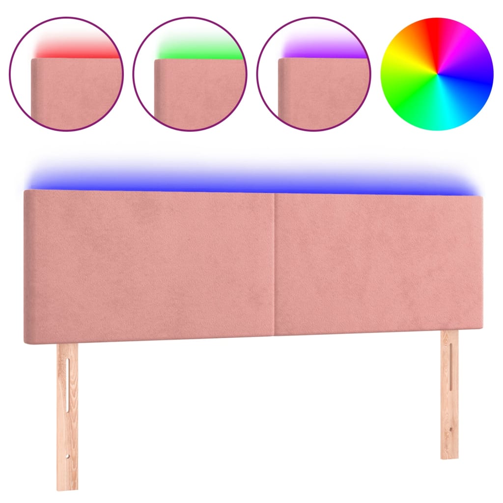 LED uzglavlje ružičasto 144x5x78/88 cm baršunasto