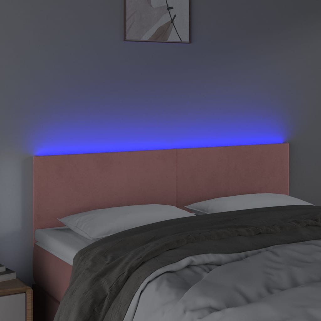 LED uzglavlje ružičasto 144x5x78/88 cm baršunasto