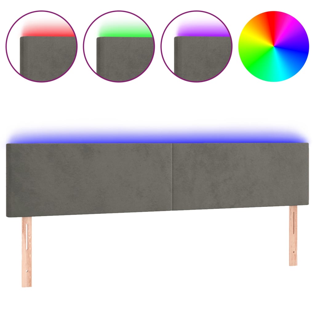 LED uzglavlje tamnosivo 160x5x78/88 cm baršunasto