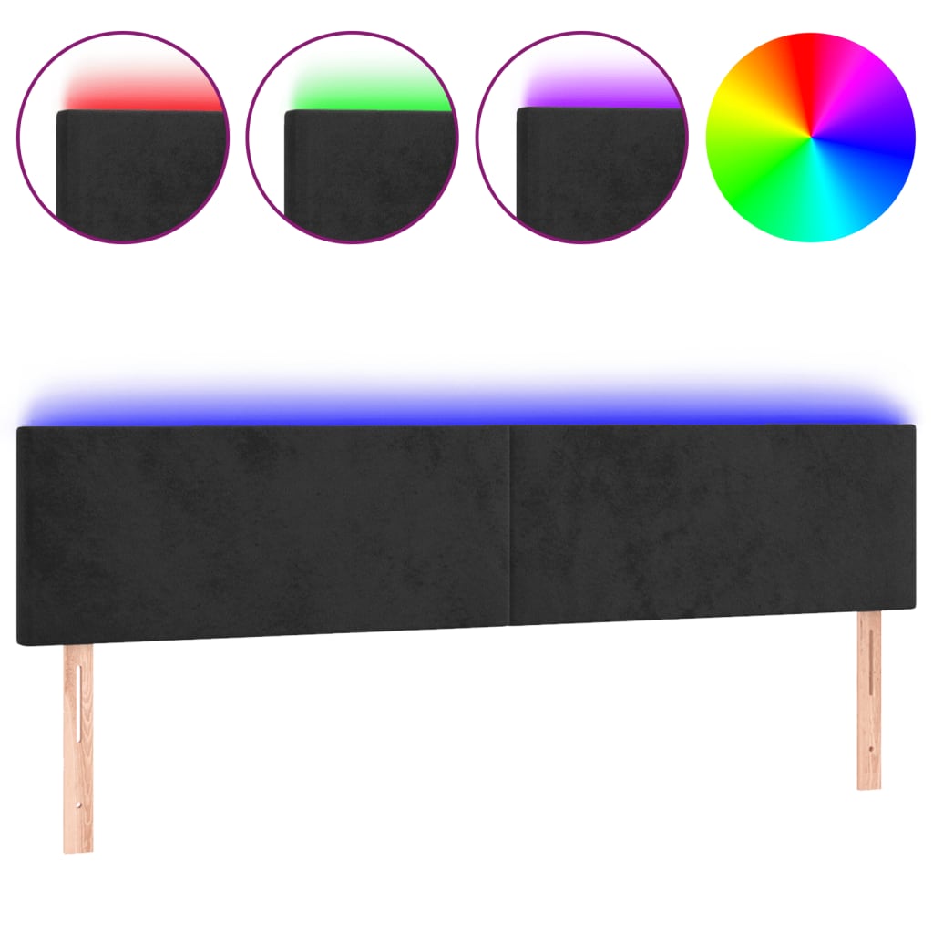 LED uzglavlje crno 160x5x78/88 cm baršunasto