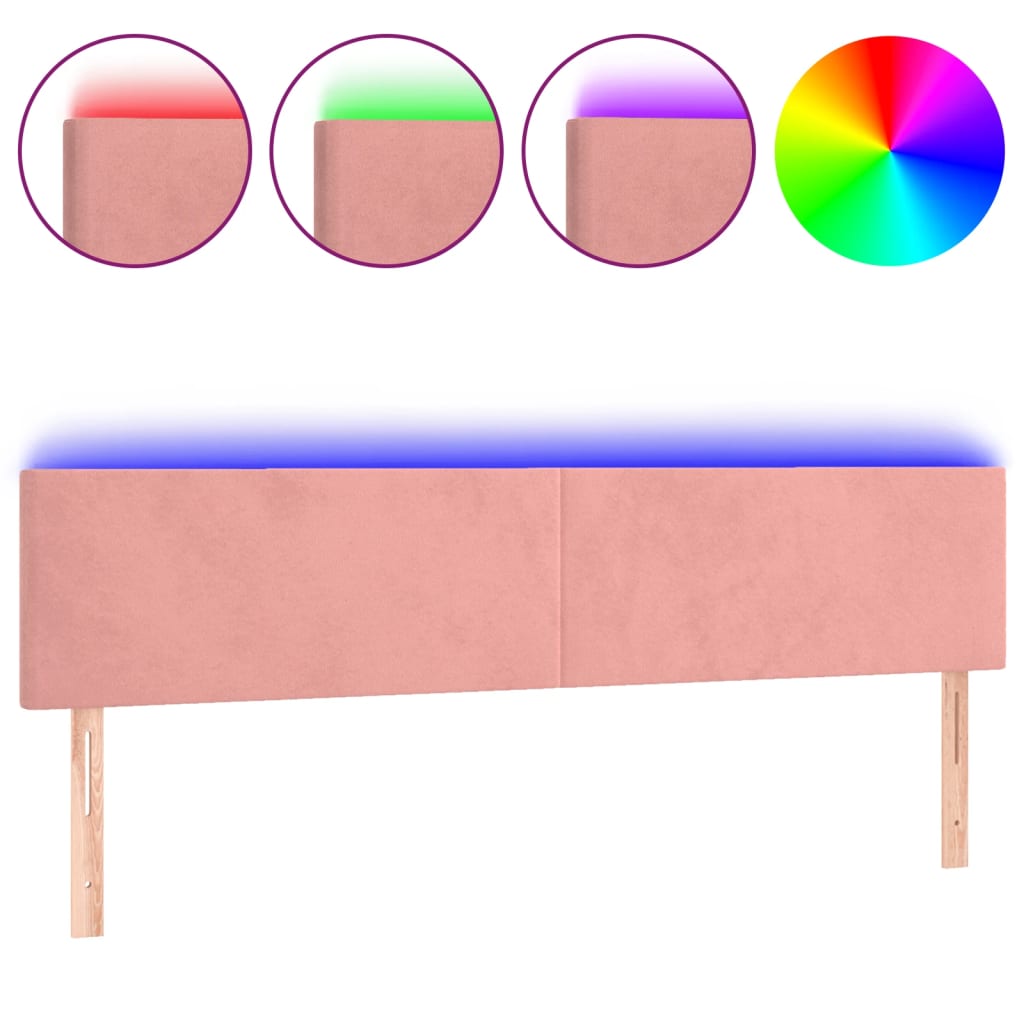 LED uzglavlje ružičasto 160x5x78/88 cm baršunasto