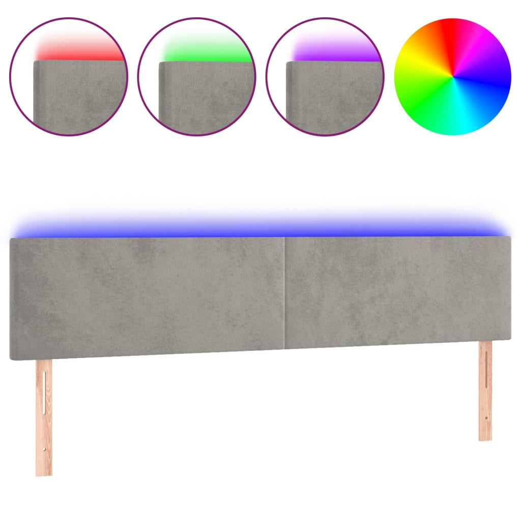LED uzglavlje svjetlosivo 180x5x78/88 cm baršunasto