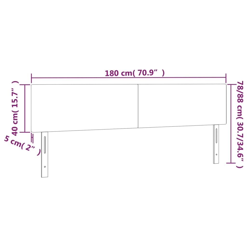 LED uzglavlje tamnosivo 180x5x78/88 cm baršunasto