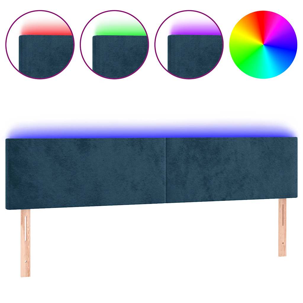 LED uzglavlje tamnoplavo 180x5x78/88 cm baršunasto