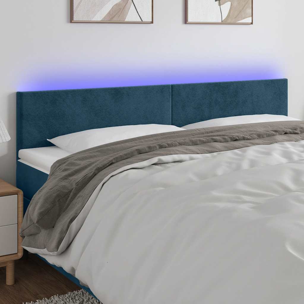LED uzglavlje tamnoplavo 180x5x78/88 cm baršunasto