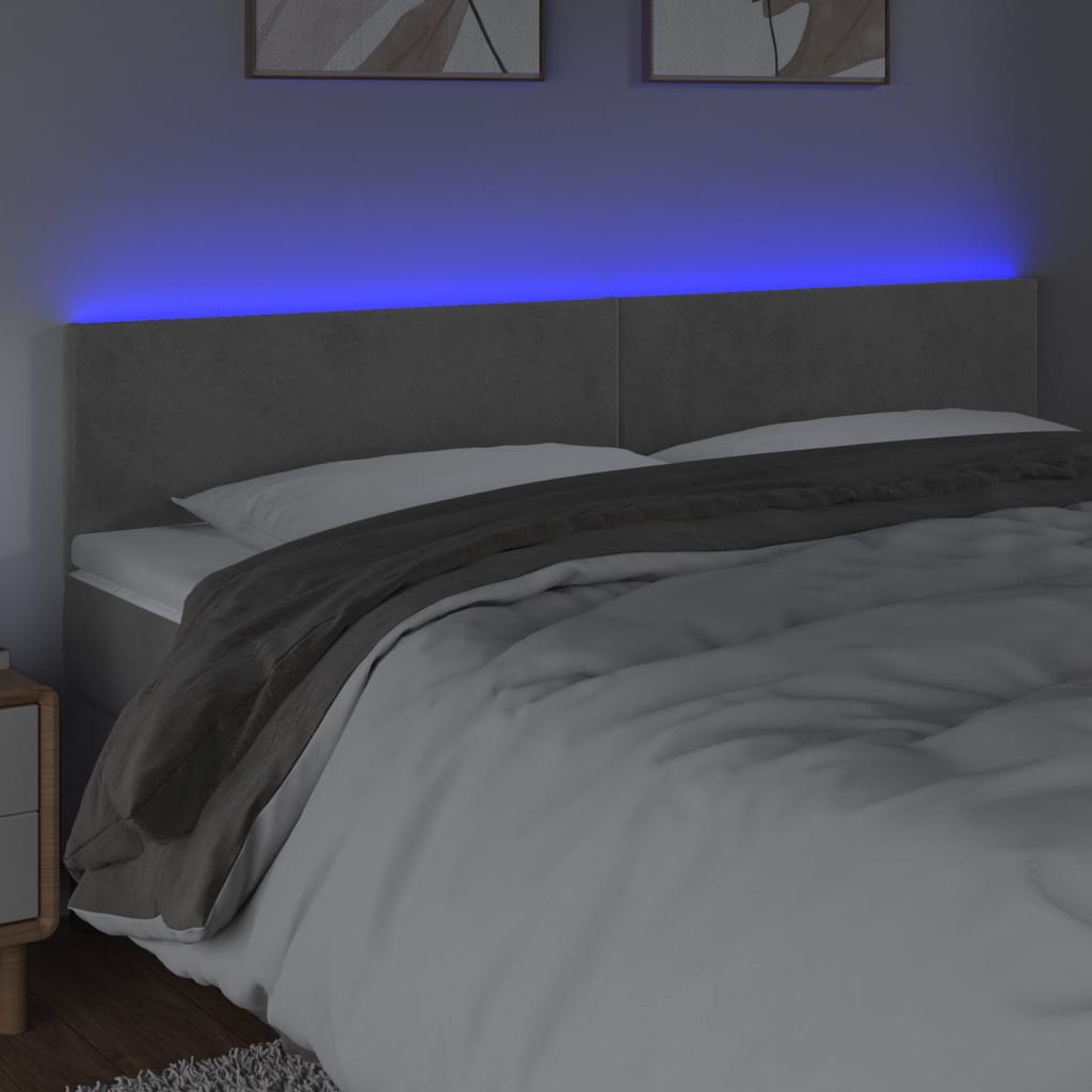 LED uzglavlje svjetlosivo 200x5x78/88 cm baršunasto