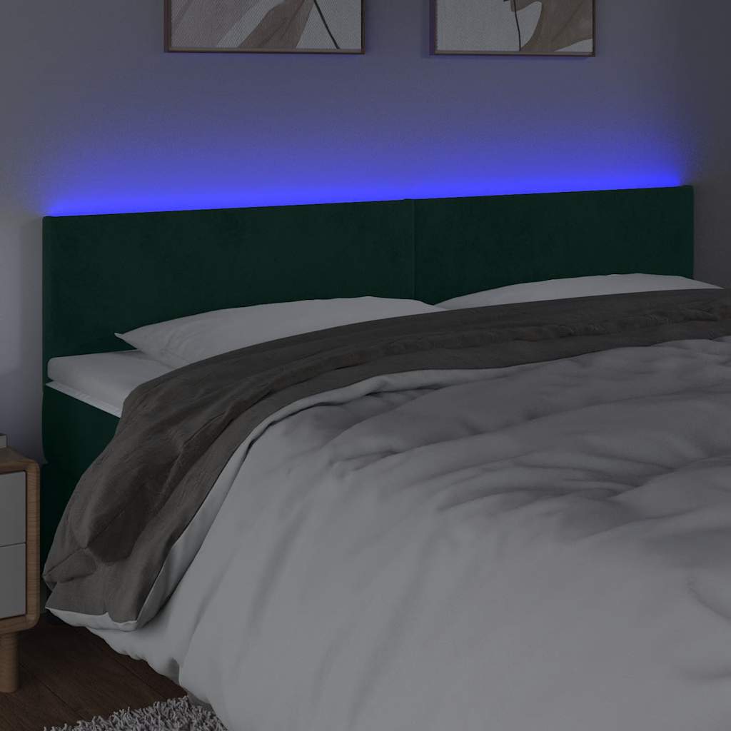 LED uzglavlje tamnozeleno 200x5x78/88 cm baršunasto