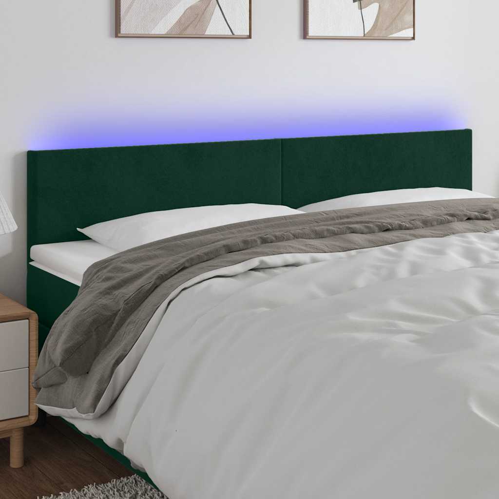 LED uzglavlje tamnozeleno 200x5x78/88 cm baršunasto