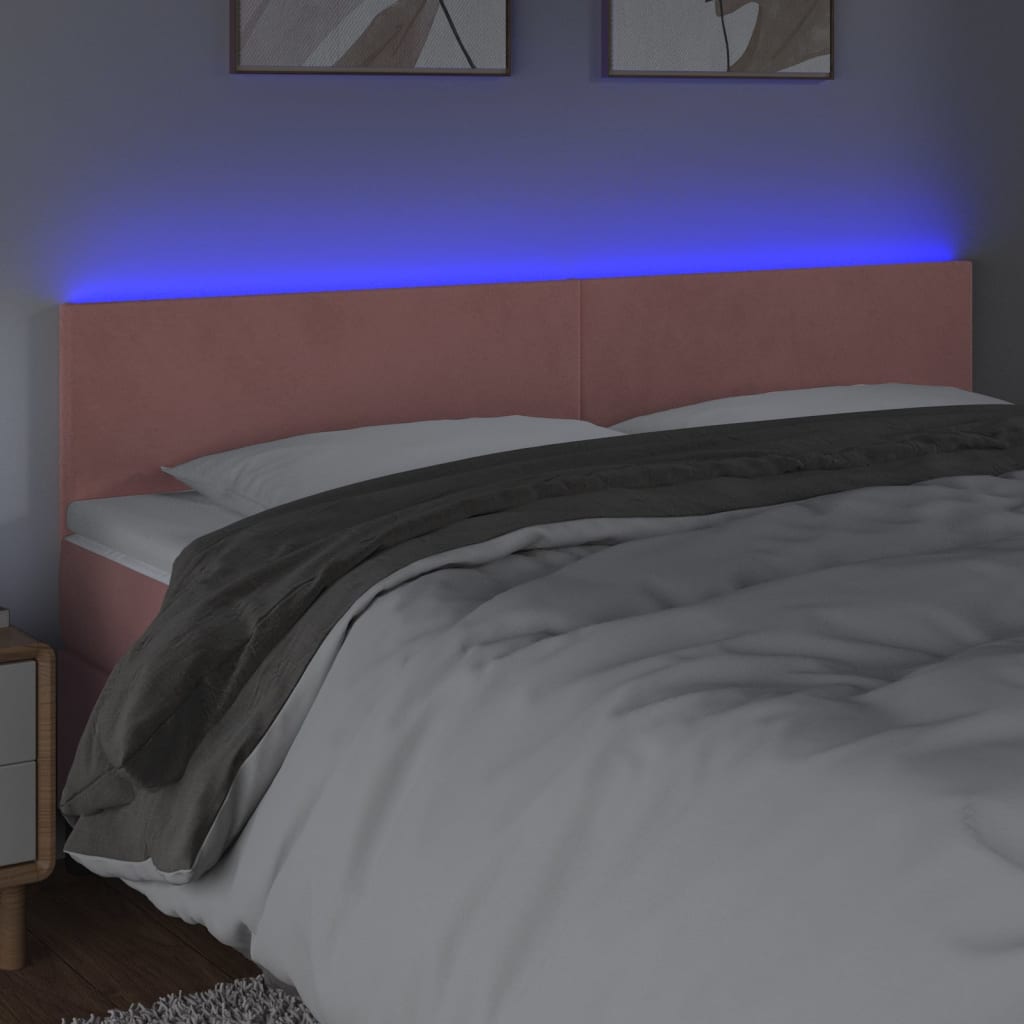 LED uzglavlje ružičasto 200x5x78/88 cm baršunasto