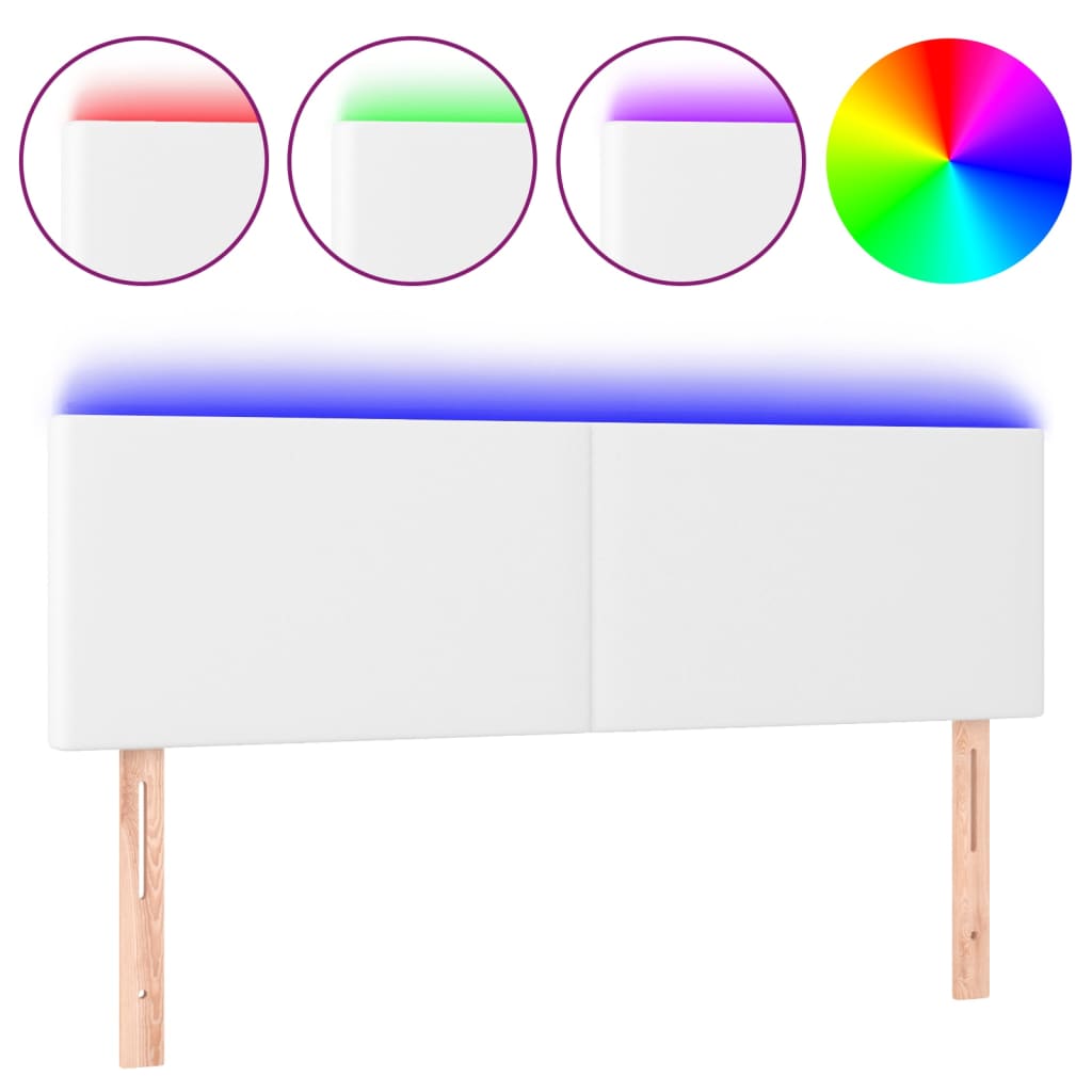 LED uzglavlje bijelo 144 x 5 x 78/88 cm od umjetne kože