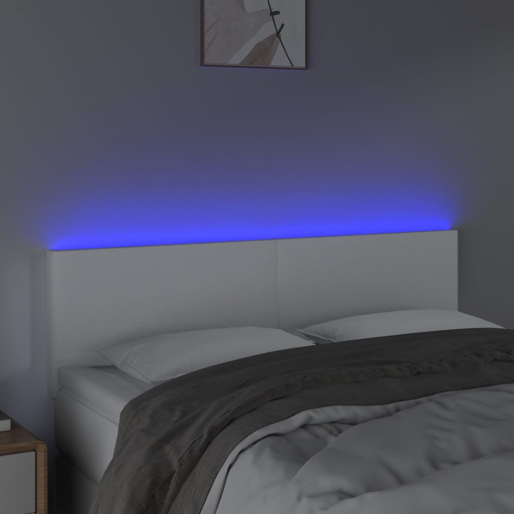 LED uzglavlje bijelo 144 x 5 x 78/88 cm od umjetne kože
