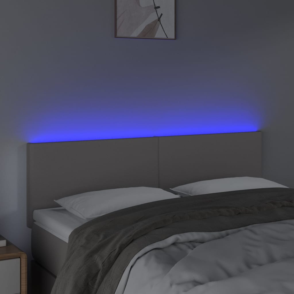 LED uzglavlje sivo 144 x 5 x 78/88 cm od umjetne kože