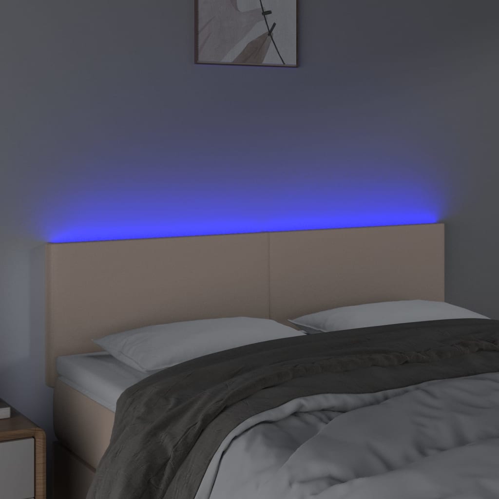 LED uzglavlje boja cappuccina 144 x 5 x 78/88cm od umjetne kože
