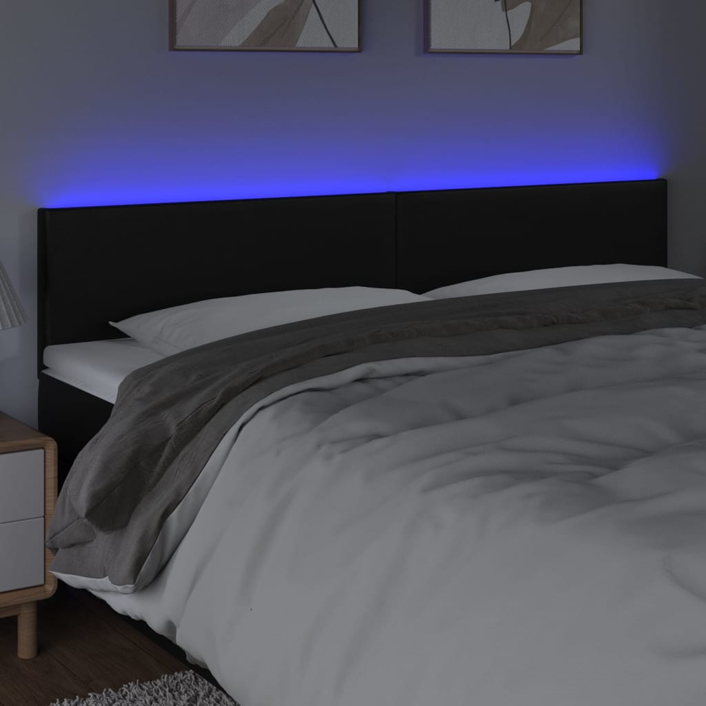 LED uzglavlje crno 180 x 5 x 78/88 cm od umjetne kože