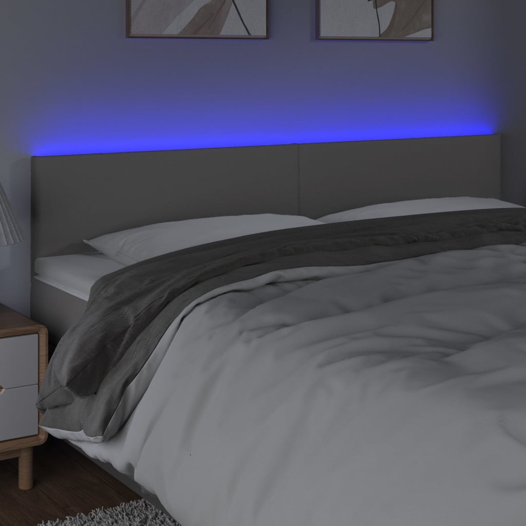 LED uzglavlje sivo 180 x 5 x 78/88 cm od umjetne kože