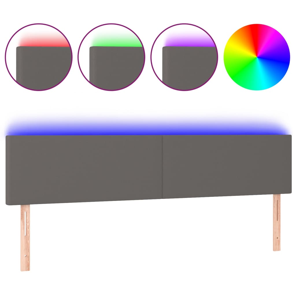 LED uzglavlje sivo 200 x 5 x 78/88 cm od umjetne kože