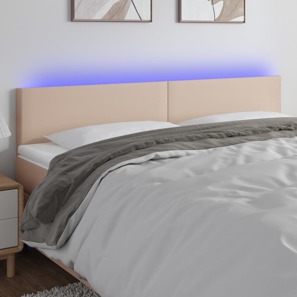LED uzglavlje boja cappuccina 200 x 5 x 78/88cm od umjetne kože
