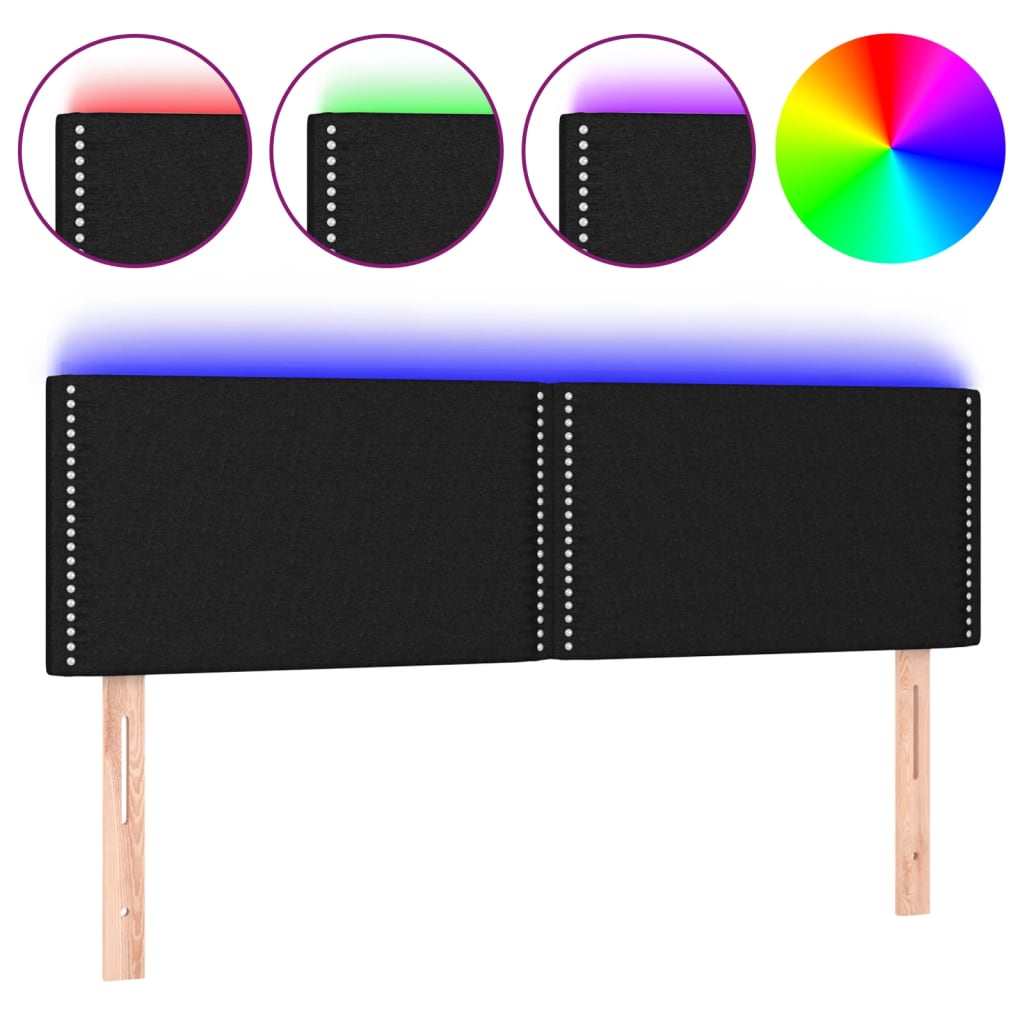 LED uzglavlje crno 144x5x78/88 cm od tkanine