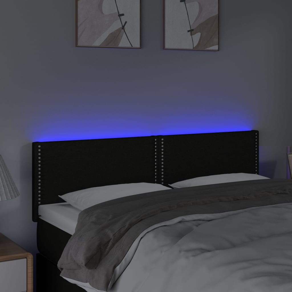 LED uzglavlje crno 144x5x78/88 cm od tkanine