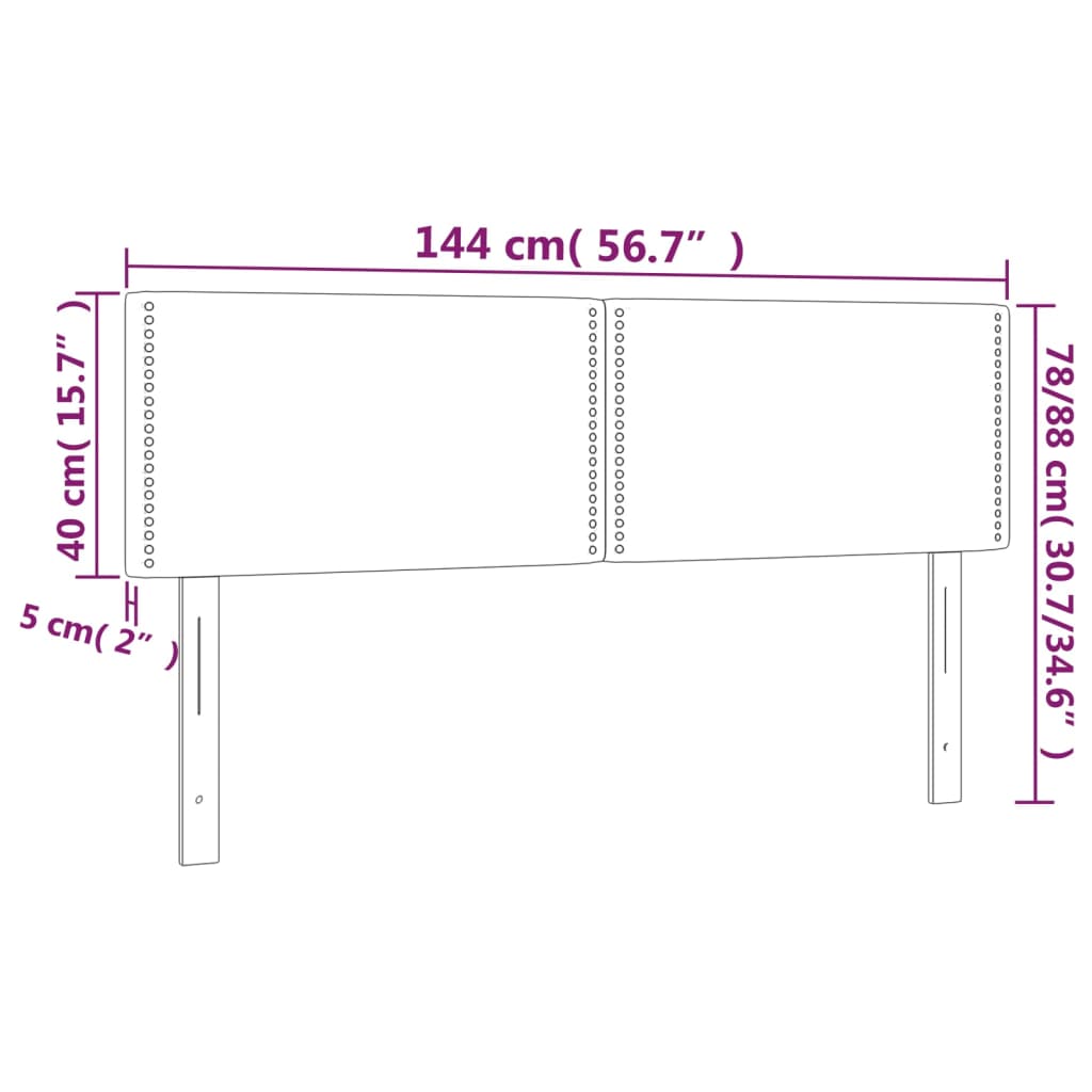 LED uzglavlje crno 144x5x78/88 cm od tkanine