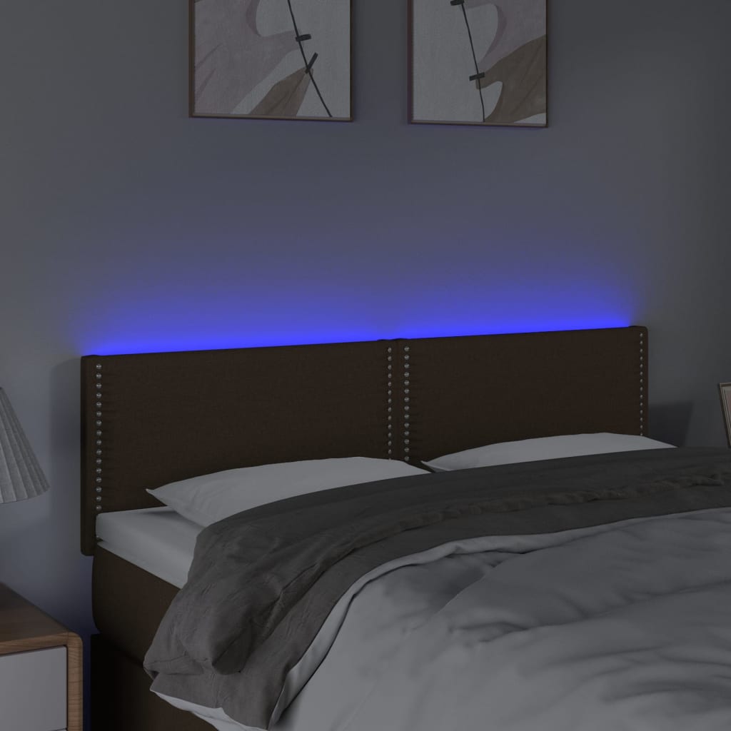 LED uzglavlje tamnosmeđe 144x5x78/88 cm od tkanine