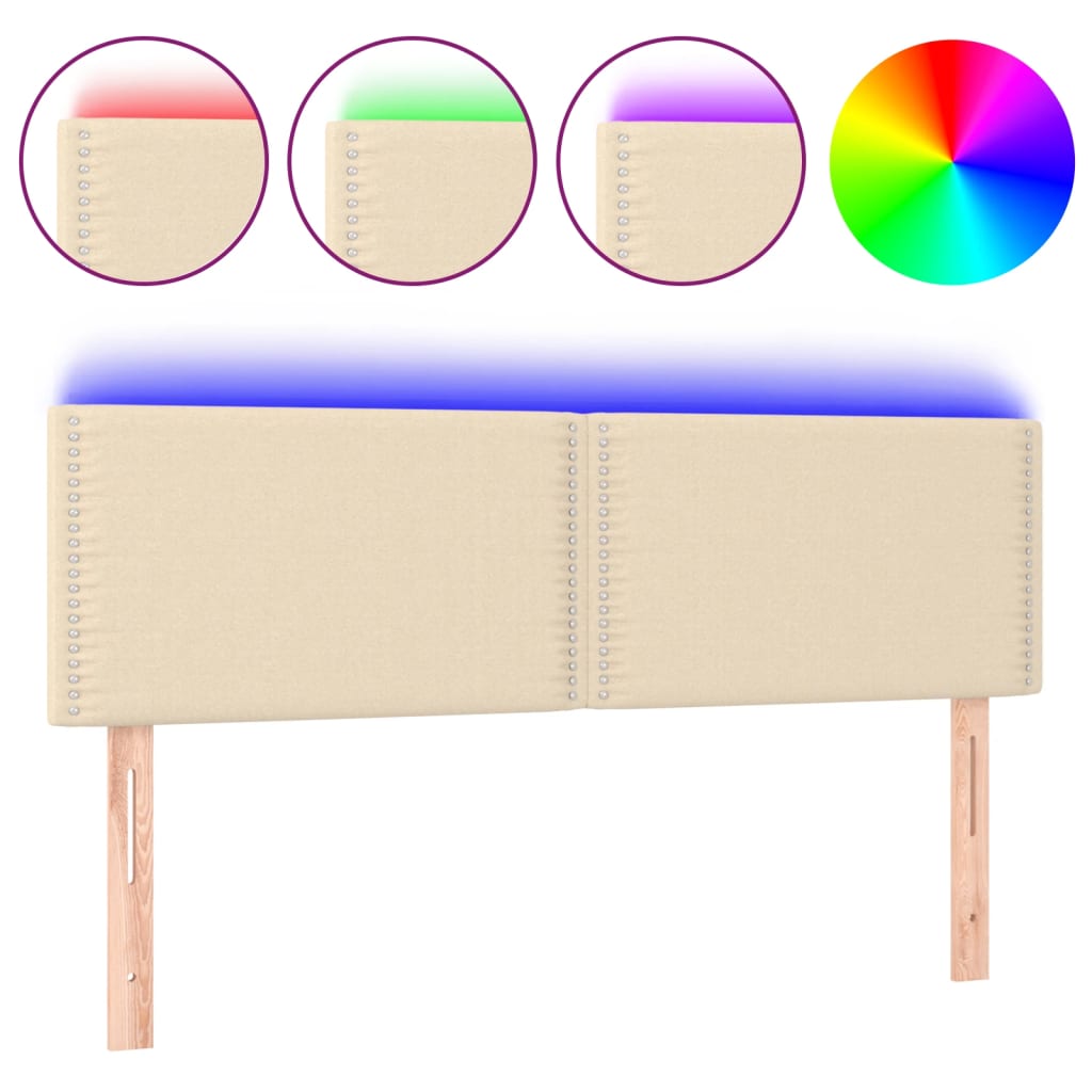 LED uzglavlje krem 144x5x78/88 cm od tkanine
