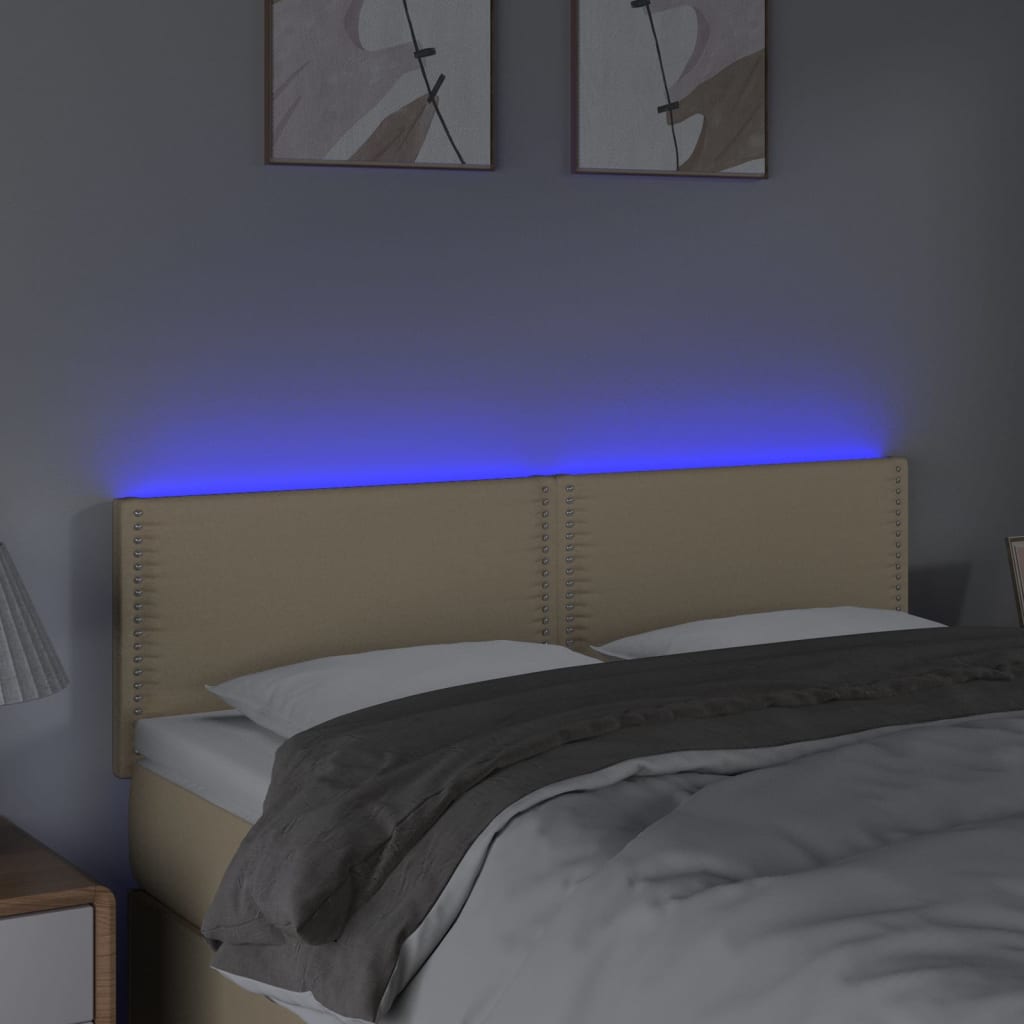 LED uzglavlje krem 144x5x78/88 cm od tkanine