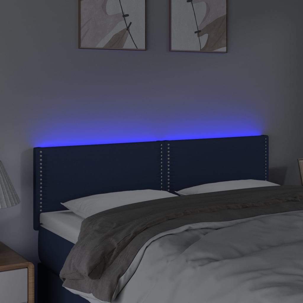LED uzglavlje plavo 144x5x78/88 cm od tkanine