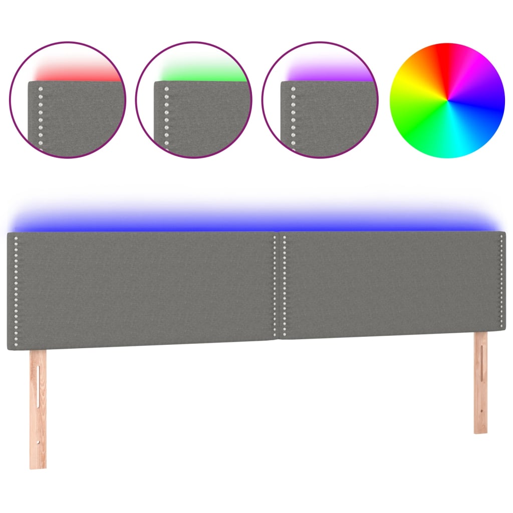 LED uzglavlje tamnosivo 180x5x78/88 cm od tkanine