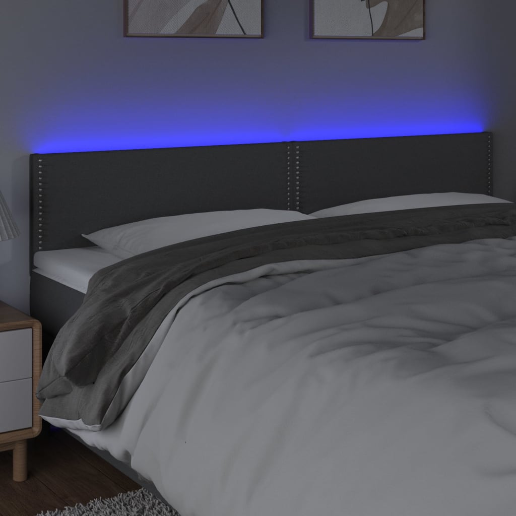 LED uzglavlje tamnosivo 180x5x78/88 cm od tkanine