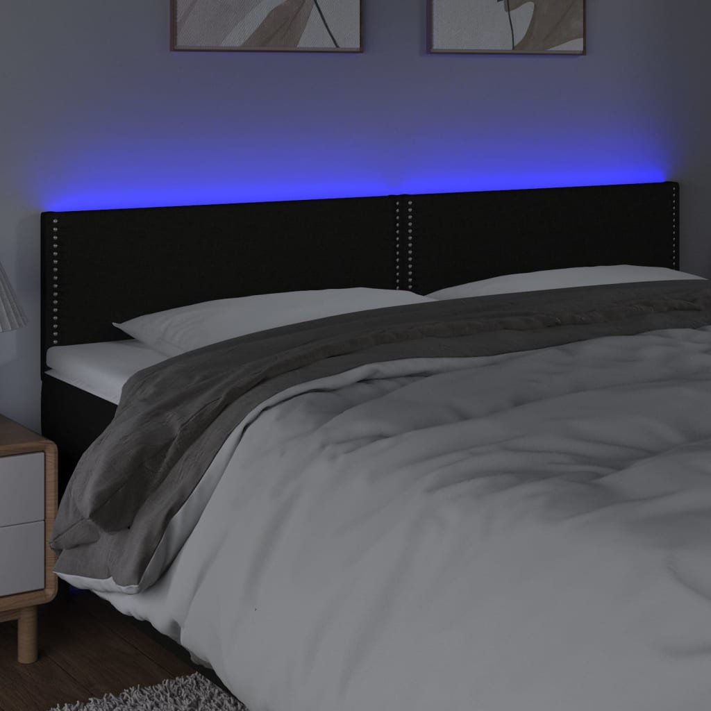 LED uzglavlje crno 180x5x78/88 cm od tkanine