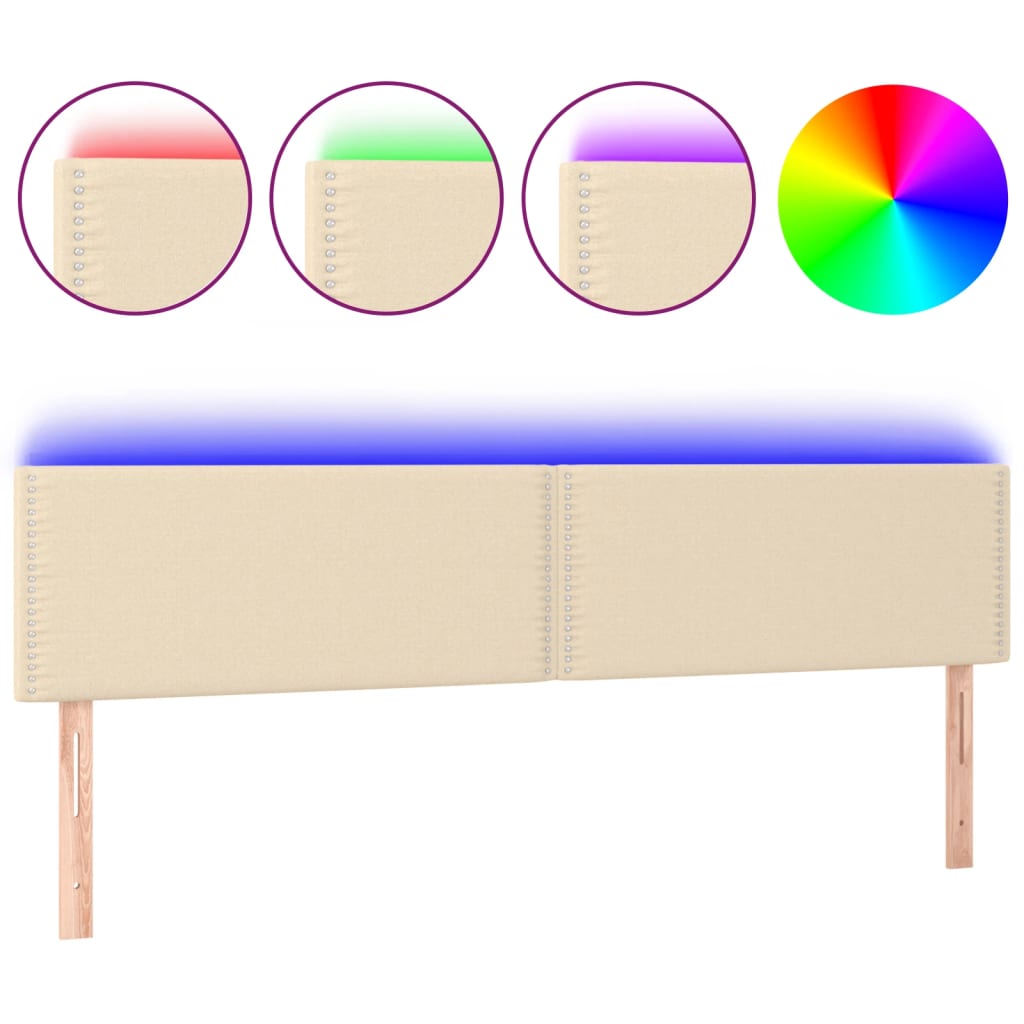 LED uzglavlje krem 180x5x78/88 cm od tkanine