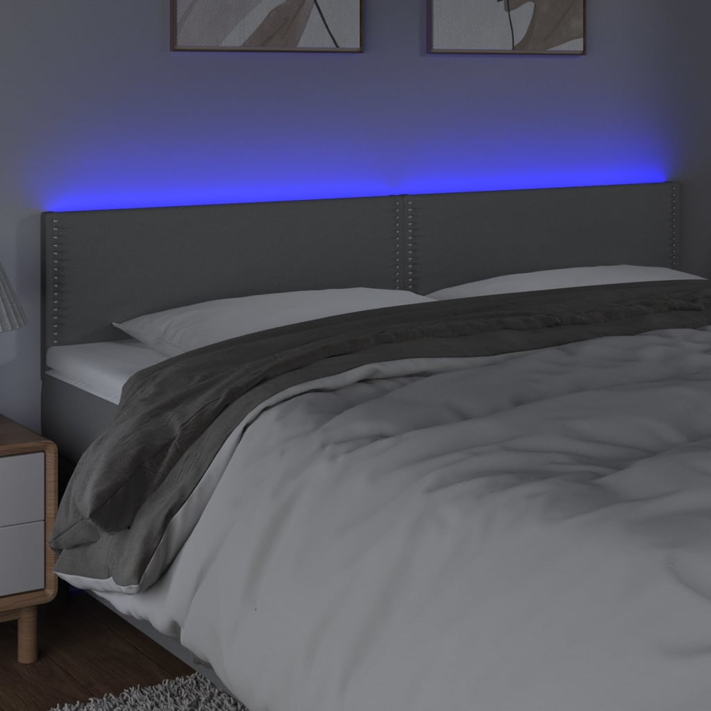 LED uzglavlje svjetlosivo 200x5x78/88 cm od tkanine