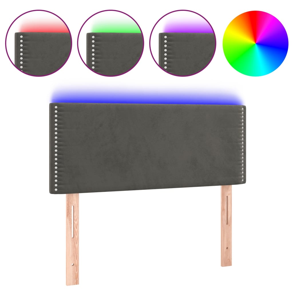 LED uzglavlje tamnosivo 90x5x78/88 cm baršunasto